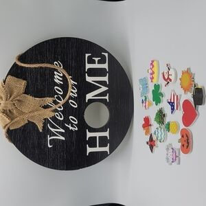 Interchangeable Welcome Sign Wreath for Front DOOR 12"